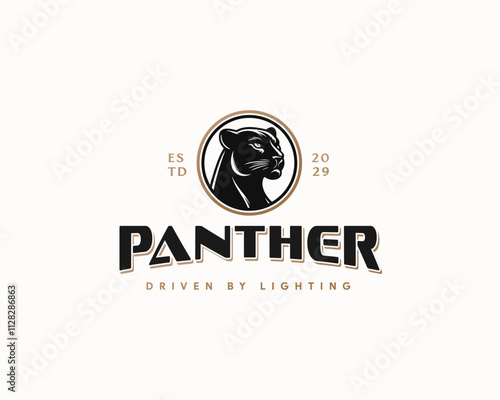 Black Panther silhouette logo cougar wild speed motor logo template for business