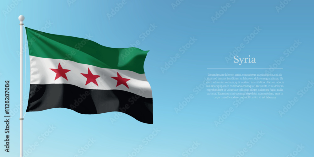 Fotografie Waving Syrian flag on flagstock