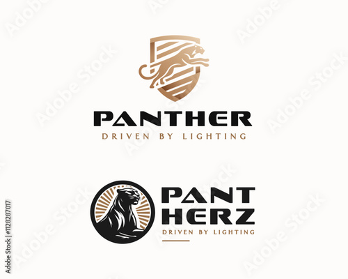 Black Panther silhouette logo cougar wild speed motor logo template for business photo