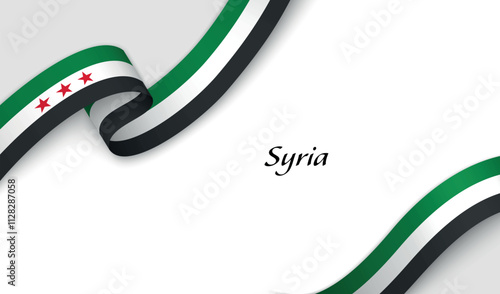 Syria Flag Ribbon Design with Text