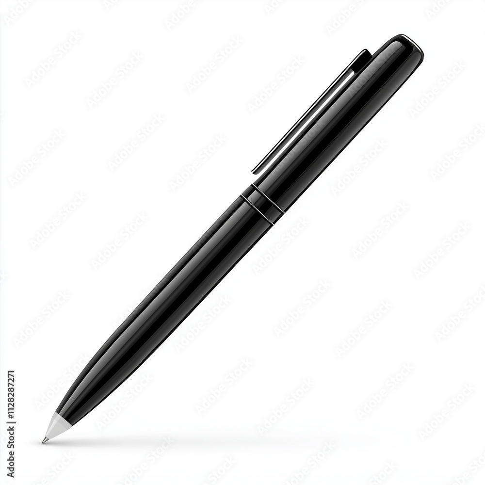 Elegant Black Ballpoint Pen, Office Stationery, Writing Tool. Generative Ai. Elegant Black Ballpoint Pen, Office Stationery, Writing Tool. Generative Ai.