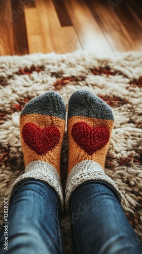 Wallpaper Mural Cozy heart socks on Valentine's Day provide warmth and affection in a cozy indoor setting during winter Torontodigital.ca