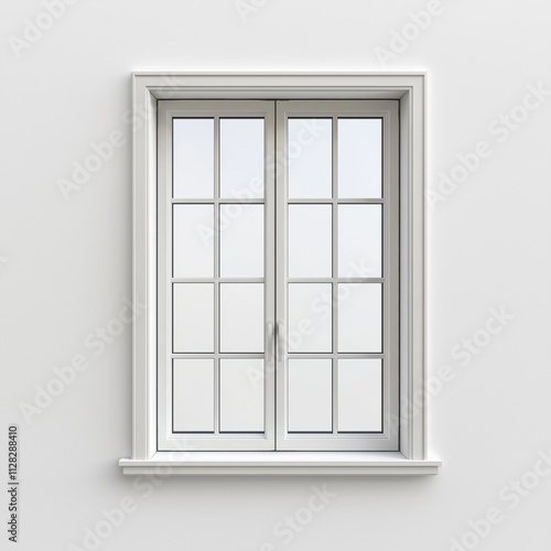 White DoubleHung Window with Mullions, Interior Design Element. Generative Ai.