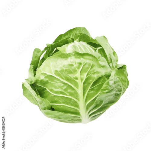 isolated fresh green vegetables realistic watercolor