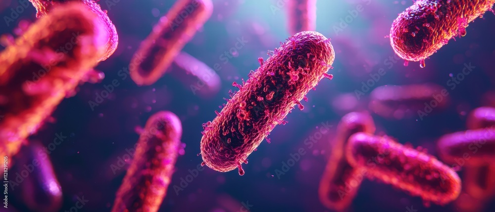 genetic differences concepts. A close-up view of vibrant, microscopic bacteria, showcasing their intricate shapes and textures in a colorful, illuminated environment. genetic differences concepts. A close-up view of vibrant, microscopic bacteria, showcasing their intricate shapes and textures in a colorful, illuminated environment.