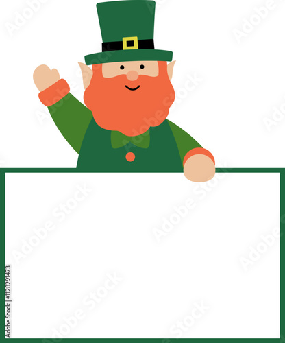 Isolated st patrick day leprechaun holding blank sign flat vector  illustration.
Saint Patrick's Day element.
Good for greeting card,poster, banner, leaflet .