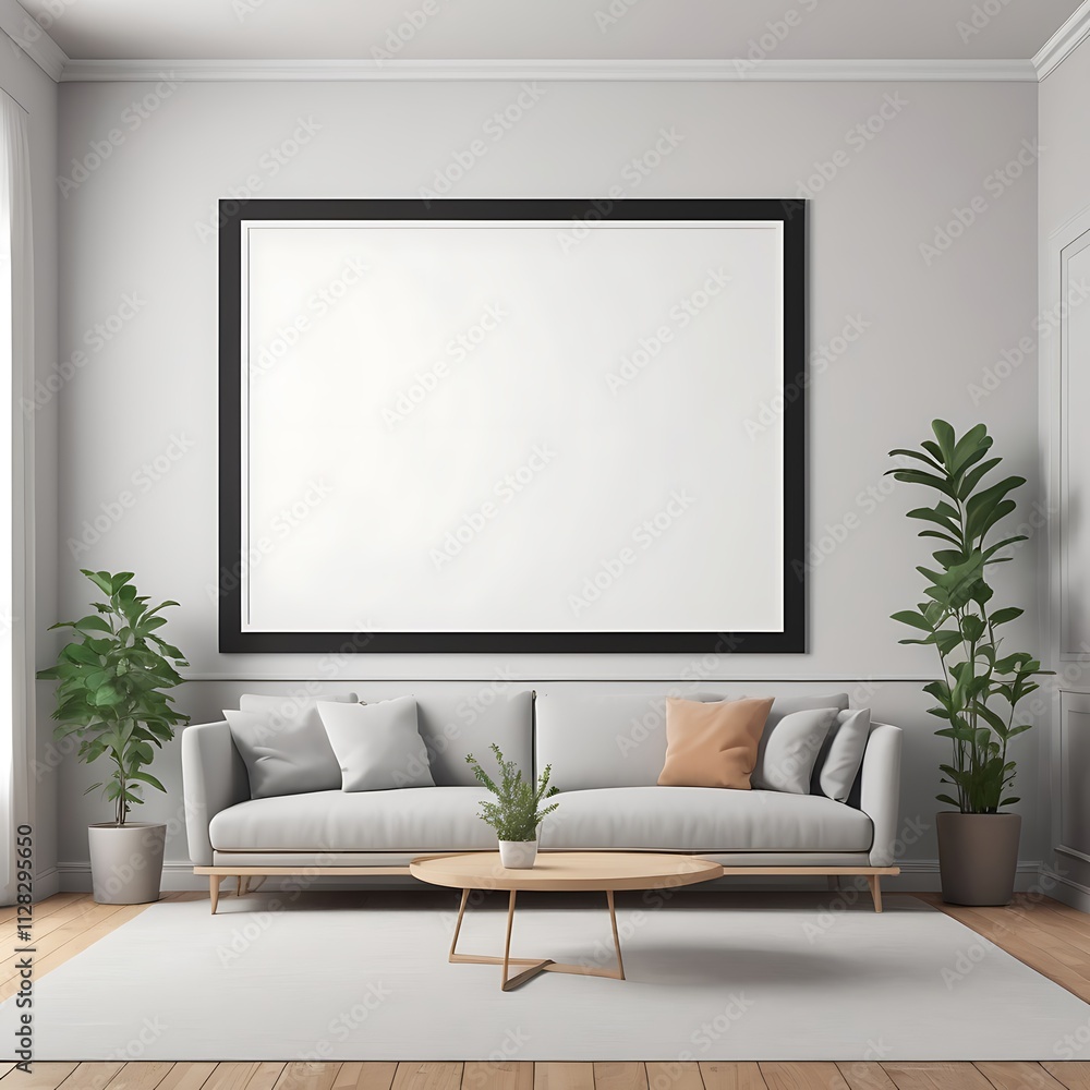 Stylish White Photo Frame Mockup on Plain Background Stylish White Photo Frame Mockup on Plain Background