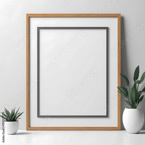 Blank Photo Frame with Minimalist Clear Background for Design Mockup
