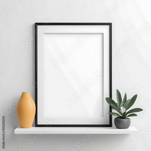 Blank Photo Frame with Minimalist Clear Background for Design Mockup