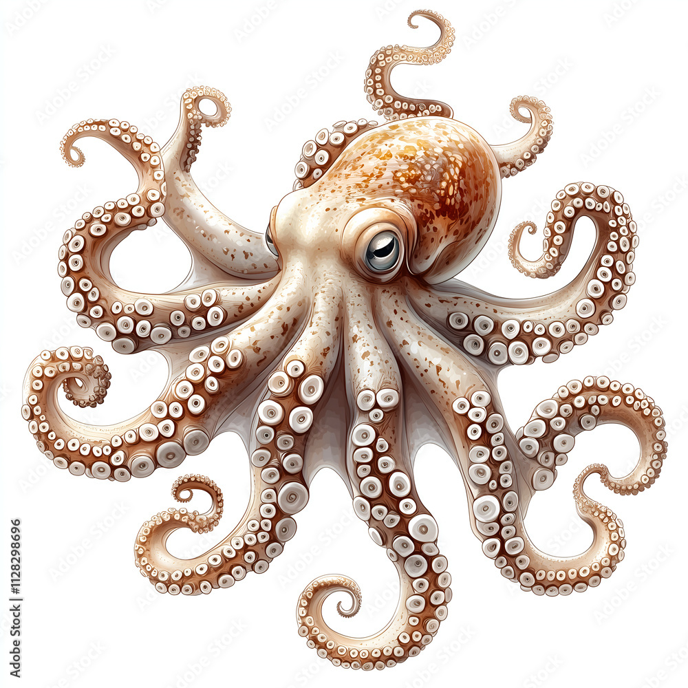 Isolated octopus on the white