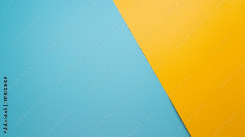 A minimalist image featuring a diagonal split of blue and yellow surfaces. A minimalist image featuring a diagonal split of blue and yellow surfaces.