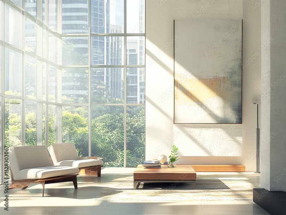 modern living room with large windows and natural light modern living room with large windows and natural light