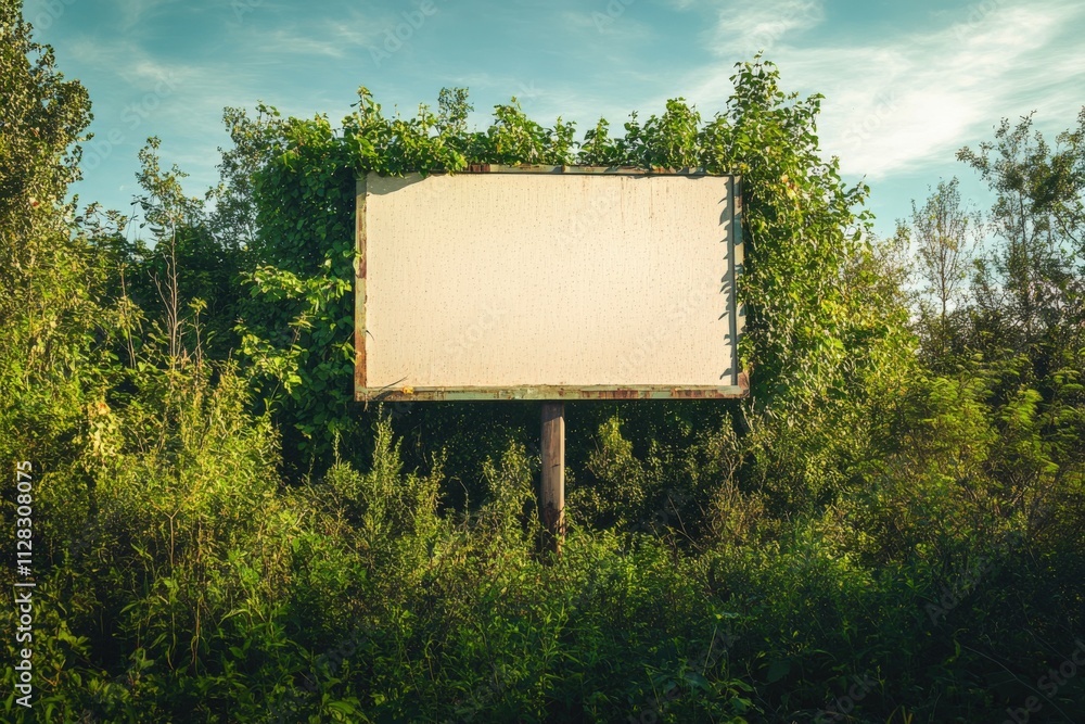 blank billboard surrounded by lush greenery blank billboard surrounded by lush greenery