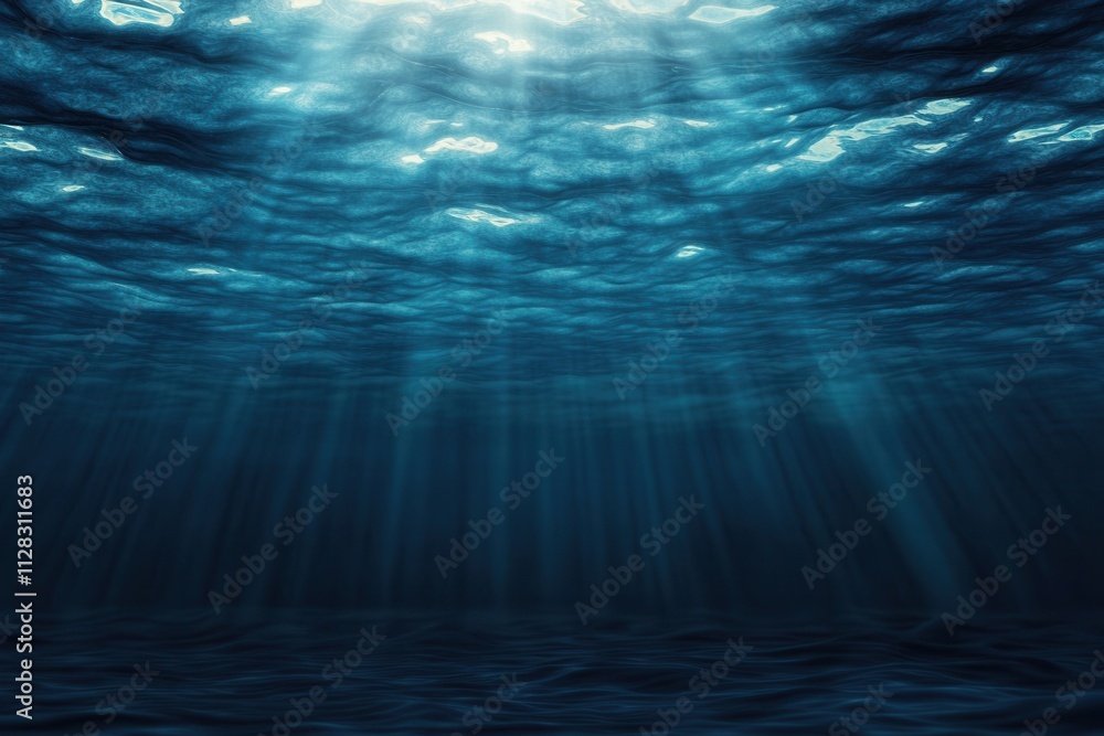 Obraz premium Underwater scene with light rays penetrating the surface.