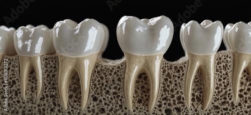 Detailed Cross-Section of Healthy Human Teeth and Gums

