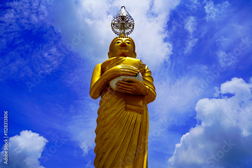 Luang Phor Ngern Lai Ma-Tema is a Buddha image holding an alms bowl (Wednesday). It represents abundance, not hungry and has the charm of kindness and popularity                                    photo