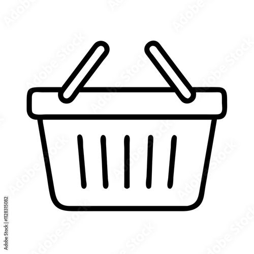 shopping basket icon, shopping vector icon, ecommerce vector icon - black outline icon of shopping basket symbolizing social media, Shopping and E-commerce in simple design.