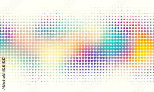 White background with colorful dotted halftone pattern. Abstract design background