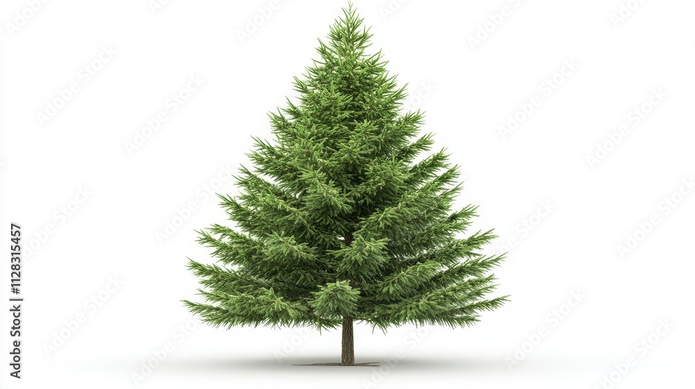 Lush green spruce tree, isolated on white. Perfect for Christmas cards, nature websites, and holiday designs. Lush green spruce tree, isolated on white. Perfect for Christmas cards, nature websites, and holiday designs.
