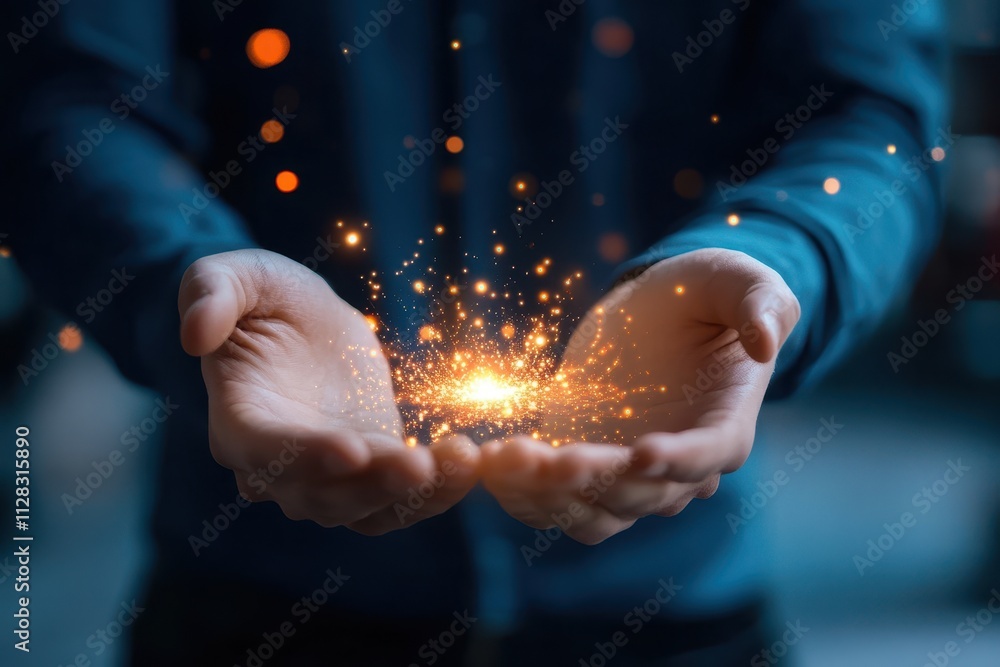 Close-Up of Hands Interacting with Augmented Reality Technology in Supply Chain Management