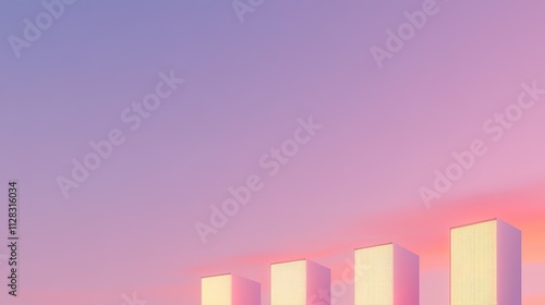 futuristic city skyline with glowing buildings powered by renewable energy sources under twilight sky