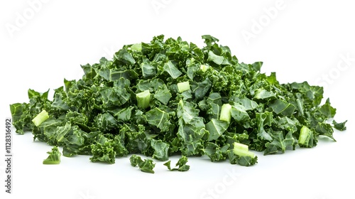 Chopped Kale isolated in white background