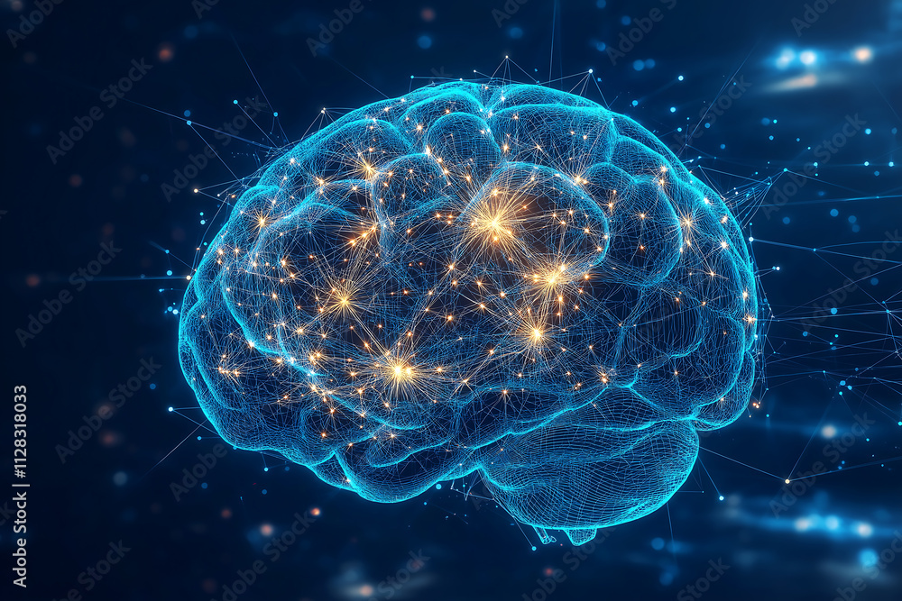 human brain 3d render illustration, generative ai human brain 3d render illustration, generative ai
