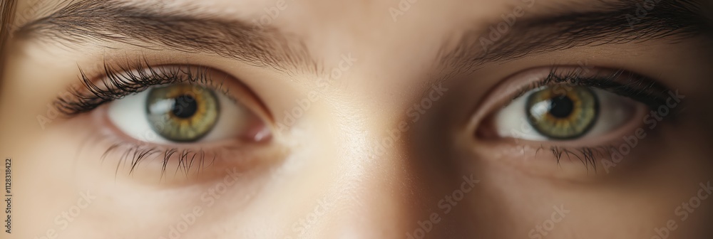 Naklejka premium This stunning close-up image captures the mesmerizing beauty of human eyes, showcasing intricate details and vibrant colors, evoking emotions and a sense of connection.