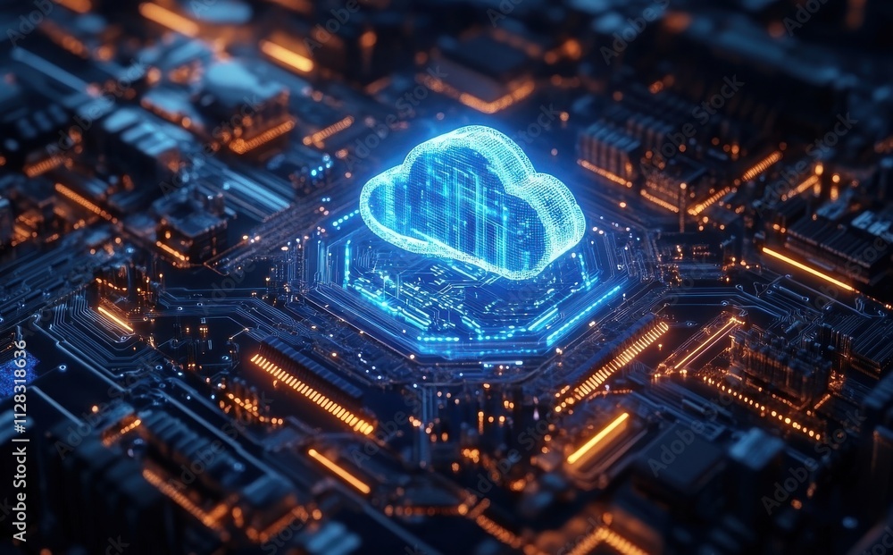 Futuristic Cloud Technology Concept with Abstract Circuit Board Background Illustrating Data Storage and Connectivity in a Digital World Futuristic Cloud Technology Concept with Abstract Circuit Board Background Illustrating Data Storage and Connectivity in a Digital World