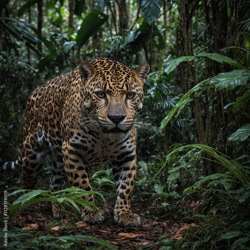 Obraz premium Describe a day in the life of a rainforest jaguar.