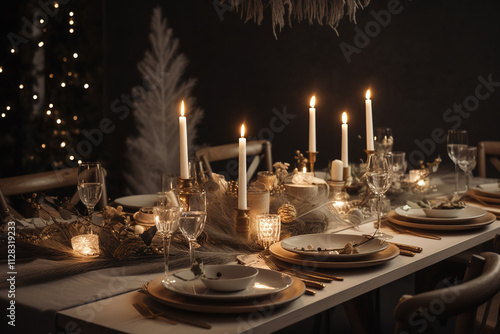 Elegant Holiday Table with Warm Decorations
