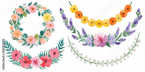 Wallpaper Mural Watercolor Floral Wreaths Garlands Borders Wedding Invitation Spring Design Elements Torontodigital.ca
