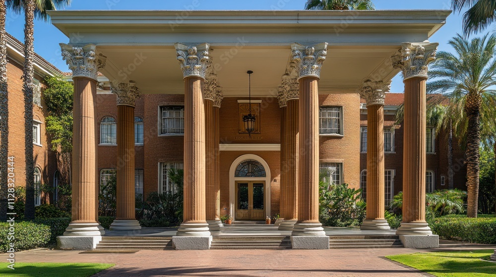 Fototapeta premium Elegant entrance of a grand building with columns