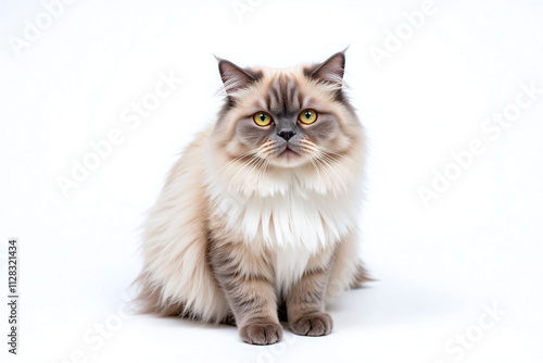 Majestic fluffy cat Persian Maine Coon golden yellow eyes