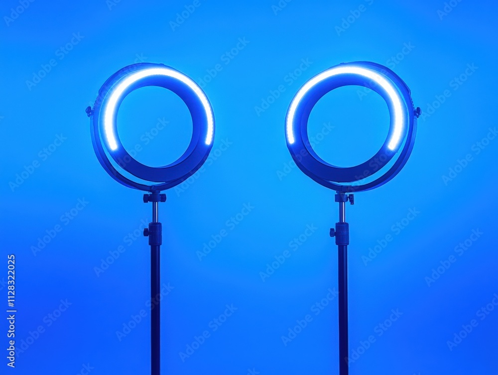 modern studio lighting setup with blue background modern studio lighting setup with blue background