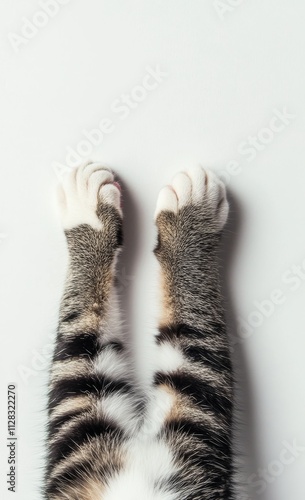 Close-Up of Cat Paws on White Background  

