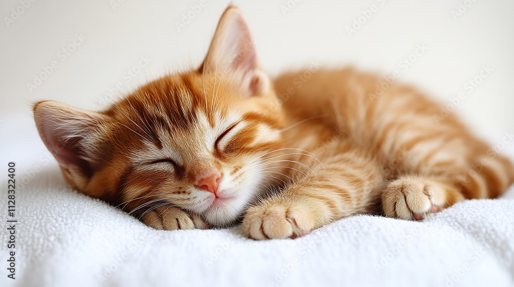 Relaxed kitten curled up a contented look showcasing a tranquil moment of feline life isolated on a white background Relaxed kitten curled up a contented look showcasing a tranquil moment of feline life isolated on a white background