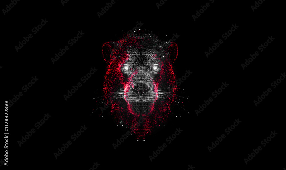 Lion low poly technology background with abstract polygonal digital design Lion low poly technology background with abstract polygonal digital design