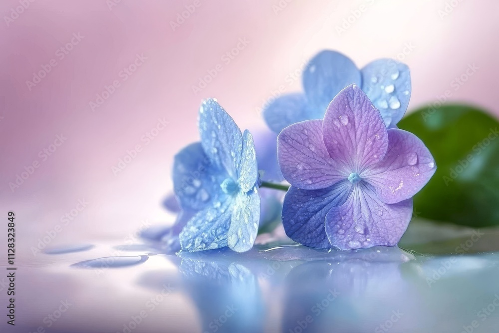 Blue and Purple Hydrangea Flowers with Water Droplets
Blue and Purple Hydrangea Flowers with Water Droplets