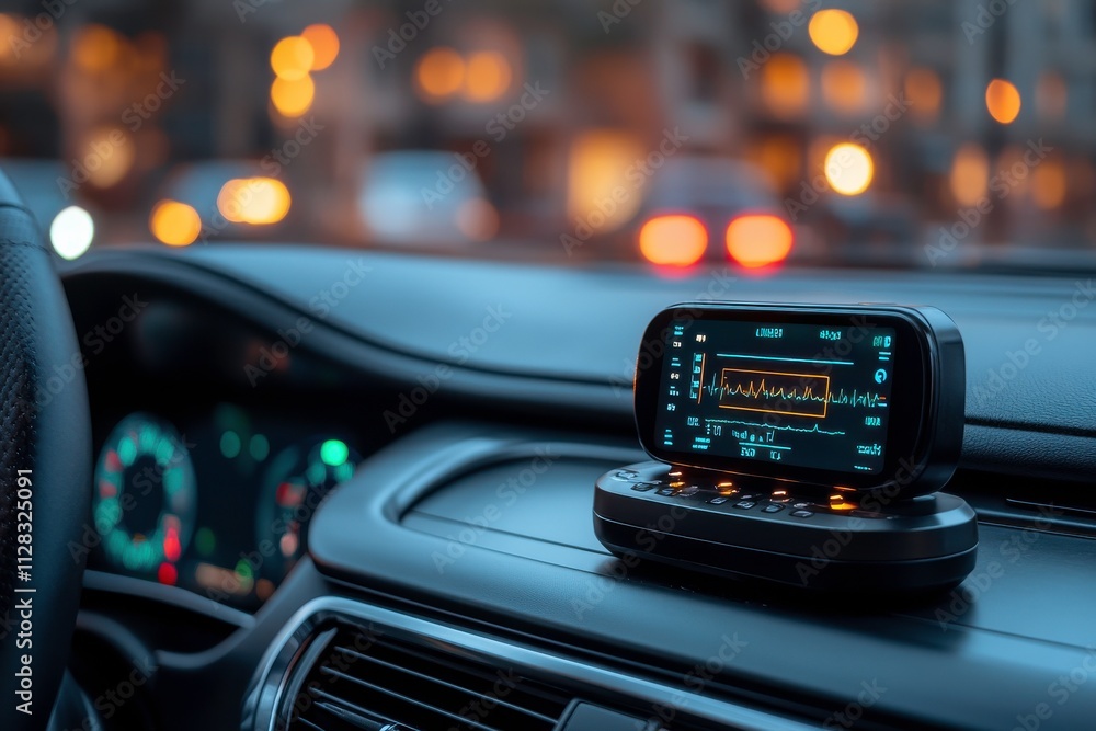 Diagnostic Scanner on Car Dashboard at Night Diagnostic Scanner on Car Dashboard at Night