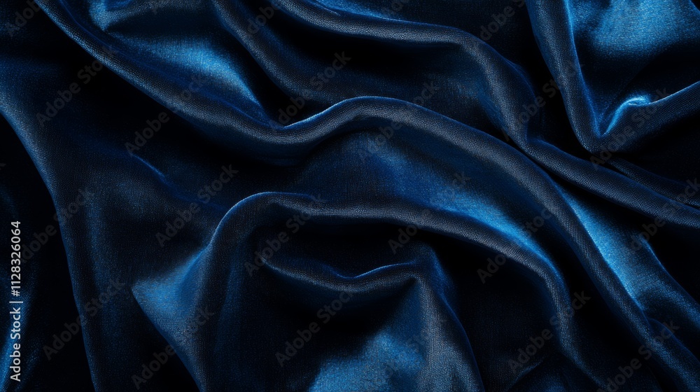 Fototapeta premium Luxurious Draped Navy Blue Satin Fabric