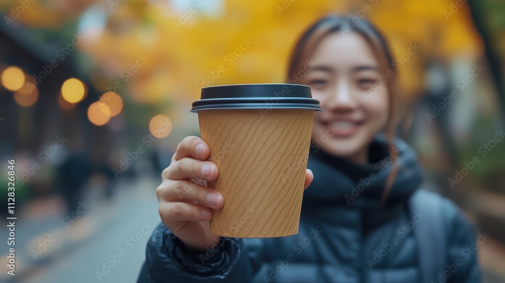 Student Holding Coffee Cup in a Warm Environment Student Holding Coffee Cup in a Warm Environment