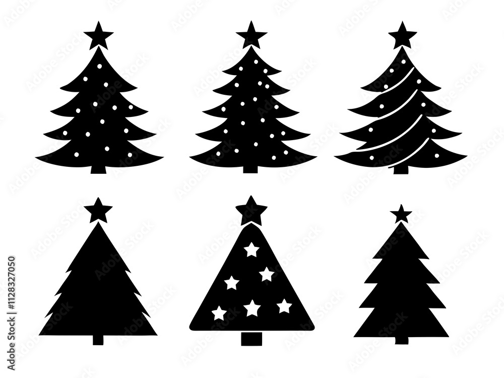 Obraz premium set of christmas trees silhouete vector on white background
