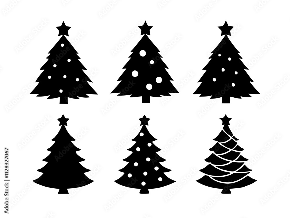 Obraz premium set of christmas trees silhouette vector