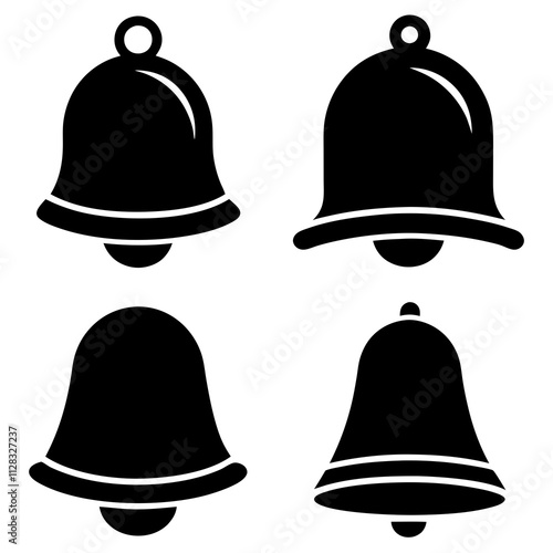 set of bells silhouette vector isolated on white background