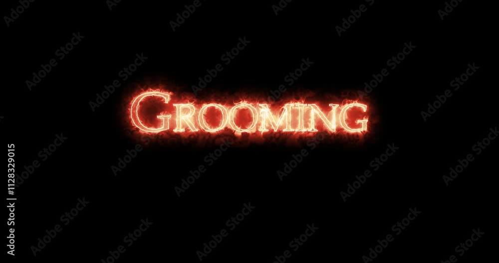 Grooming written with fire. Loop Grooming written with fire. Loop