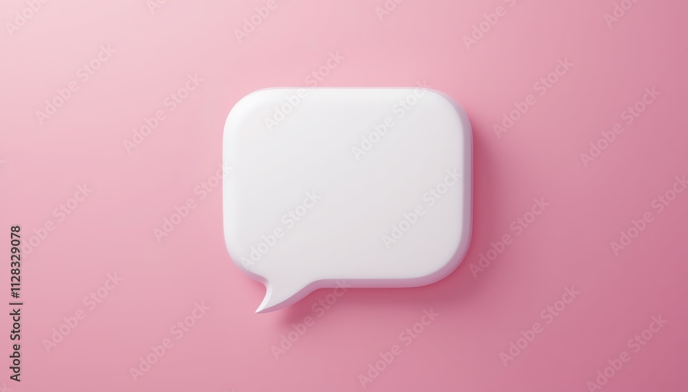 Chat icon - 3D Pink Speech Bubble Icon for Communication and Messaging on pink light background. Chat icon - 3D Pink Speech Bubble Icon for Communication and Messaging on pink light background.
