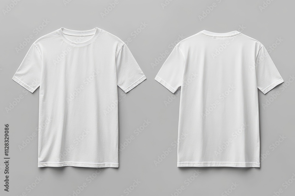 White Short Sleeved T Shirt Front And Back View White Short Sleeved T Shirt Front And Back View