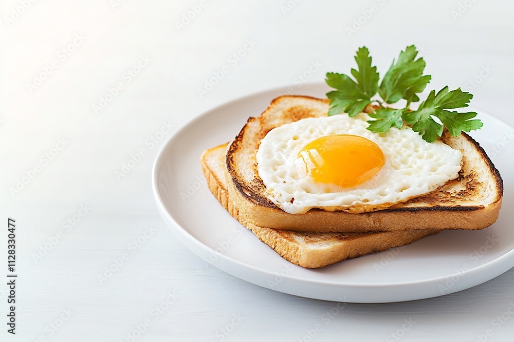 Ultra Detailed Breakfast Food Design Product Mockup with Toast and Fried Egg on White Plate Ultra Detailed Breakfast Food Design Product Mockup with Toast and Fried Egg on White Plate