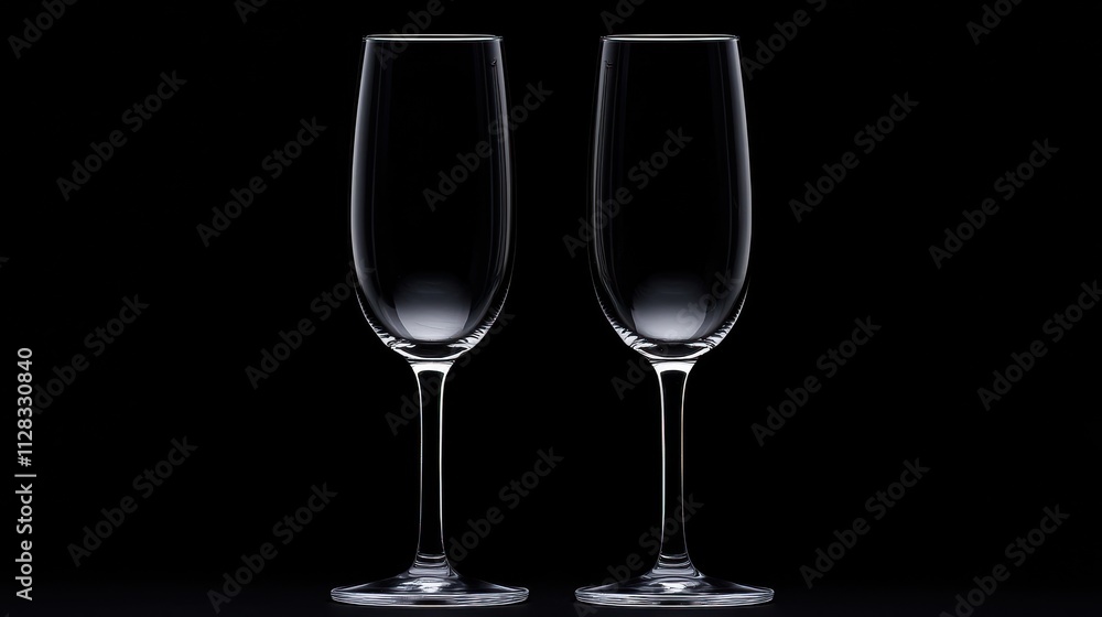 Elegant Champagne Flutes on Black Background for Celebrations Elegant Champagne Flutes on Black Background for Celebrations